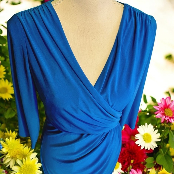 Lauren Ralph Lauren ‘Wrap-Front Jersey Knit Dress’ in “Royal Blue” Size 10 - Picture 5 of 16